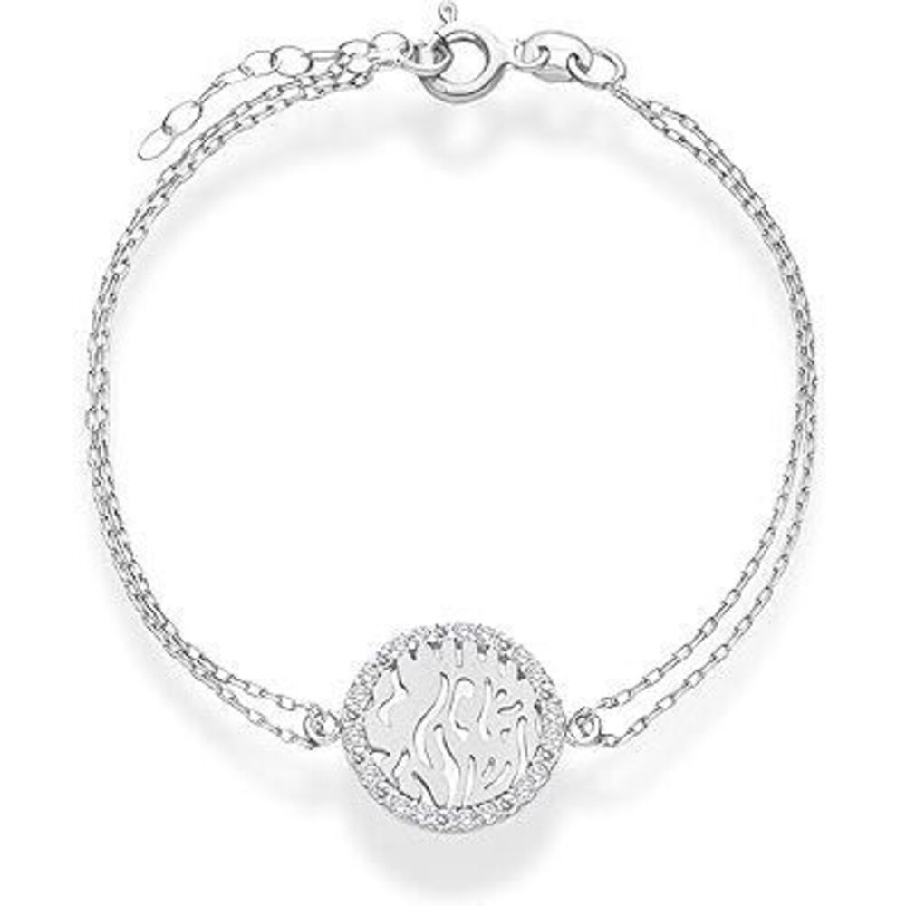 Sterling Silver 925 Shema Israel Double Chain Bracelet Hebrew Prayer Cz Frame